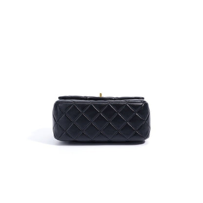 Timeless Petite Sheepskin Leather Quilted Flap Clutch Bag with Golden Ball Chain