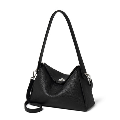 Nonchalant Lychee-Grain Genuine Leather Crossbody Hobo Bag