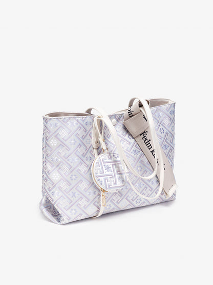 Opulent Brocade Texture Vegan Eco-Leather Tote Shoulder Bag