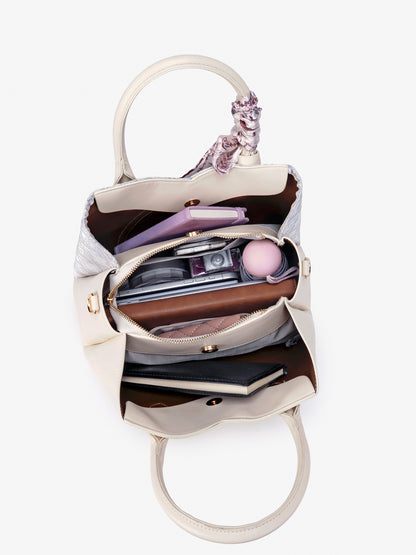 Elegant Traditional Brocade Vegan Eco-Leather Tote Clutch Bag
