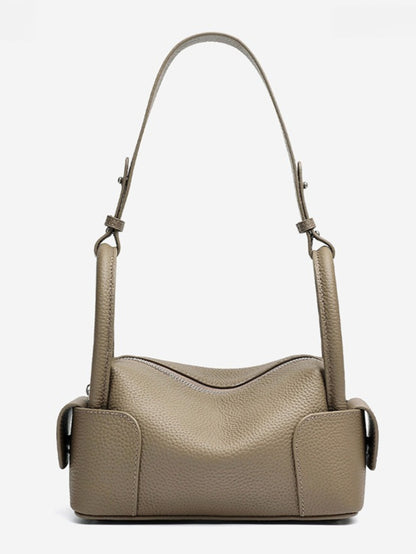 Architectural Pebbled Genuine Leather Boston Clutch Bag