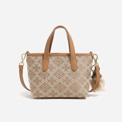 Ornate Monogram Vegan Eco-Leather Mini Tote Clutch Bag