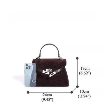 Retro Suede Genuine Leather Kelly Clutch Bag