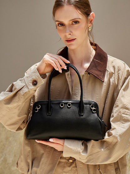 Defined Genuine Leather Boston Clutch Bag