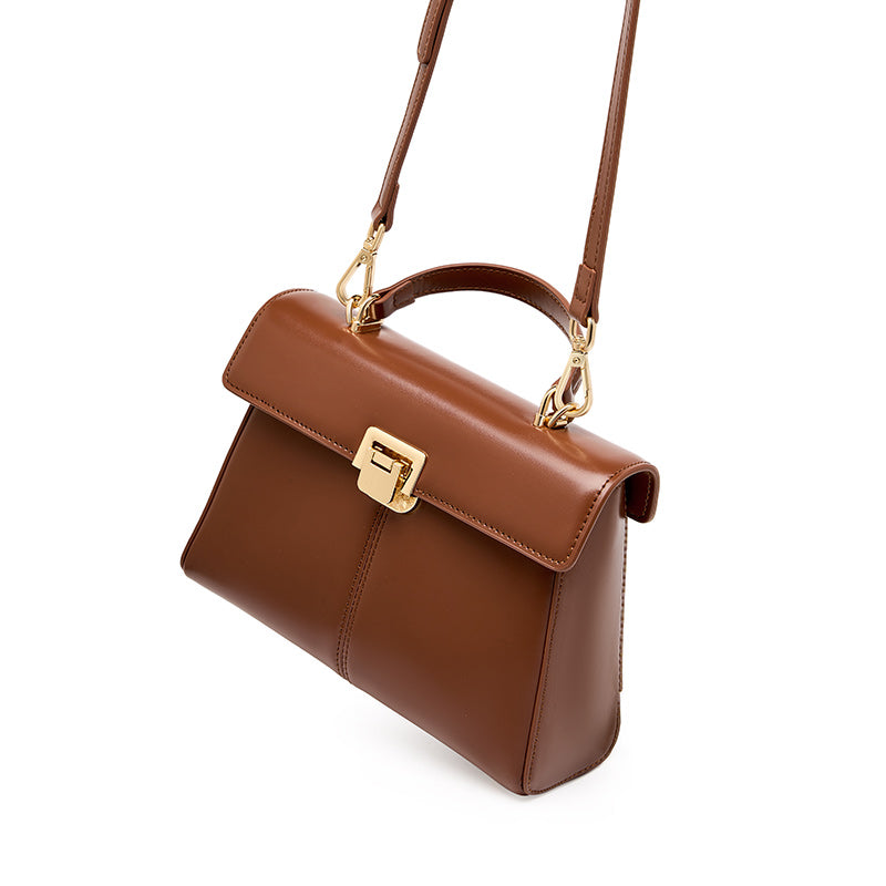 Borsa da donna in vera pelle con fibbia a ferro di cavallo