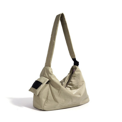 Minimalist Slouchy Nylon Shoulder Clutch Bag