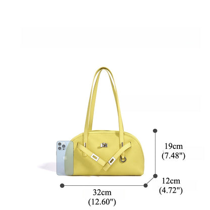 Vibrant Genuine Leather Large Capacity Half-Moon Clutch Bag
