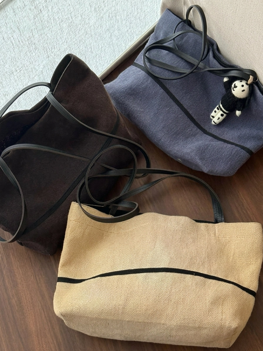 Geantă clutch tote minimalistă din in, cu design lejer