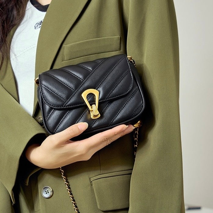 Damen-Umhängetasche aus echtem Leder mit Kette – 2025 Summer Luxe Edition 