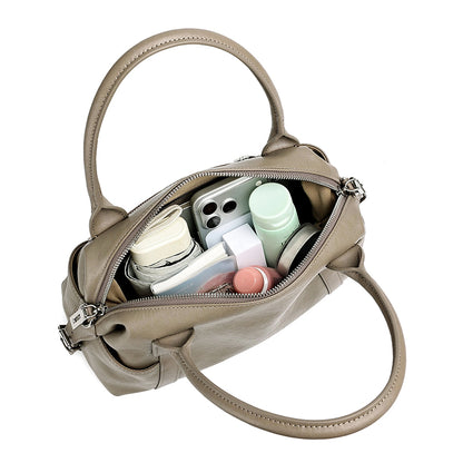 Effortless Genuine Leather Commuter Boston Clutch Bag