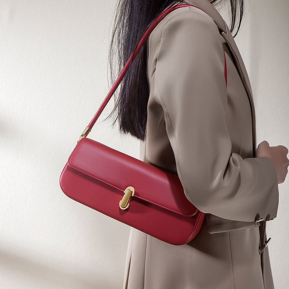 Sophisticated Vegan Eco-Leather Baguette Clutch Bag