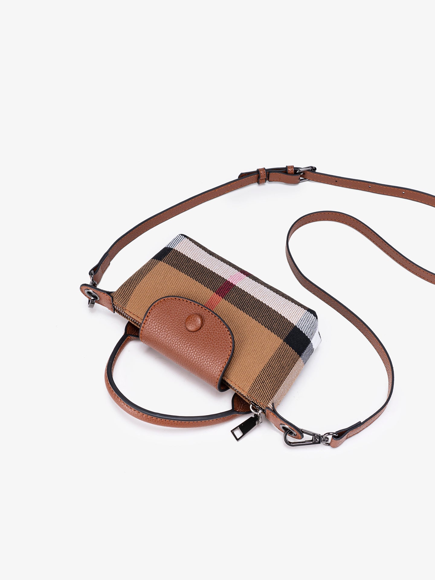 Vintage Plaid Vegan Eco-Leather Mini Clutch Bag