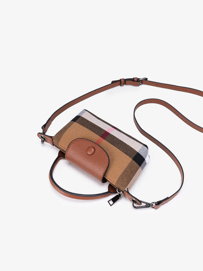 Vintage Plaid Vegan Eco-Leather Mini Clutch Bag