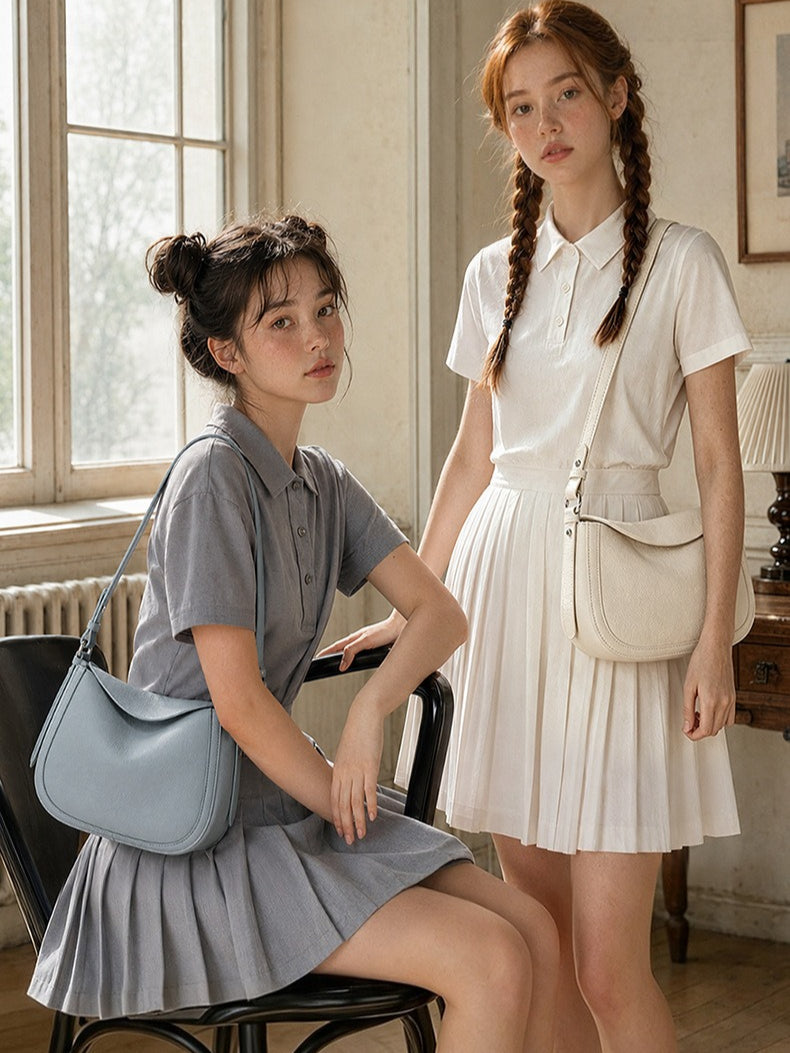 Graceful Genuine Leather Saddle Messenger Clutch Bag