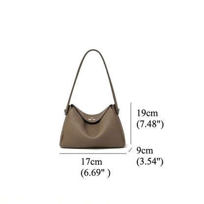 Nonchalant Lychee-Grain Genuine Leather Crossbody Hobo Bag