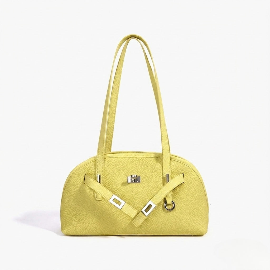 Borsa pochette a mezzaluna capiente in vera pelle dai colori vivaci