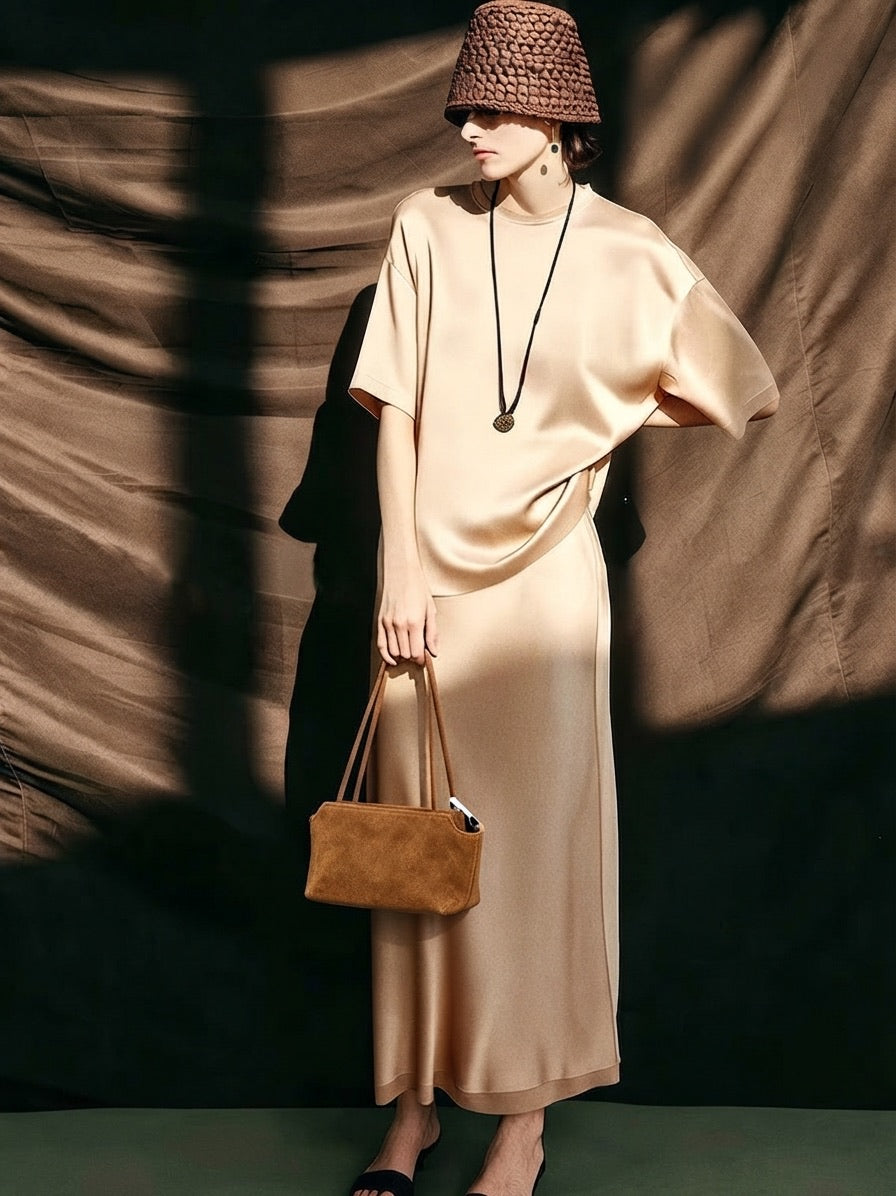 Pochette vintage en cuir suédé