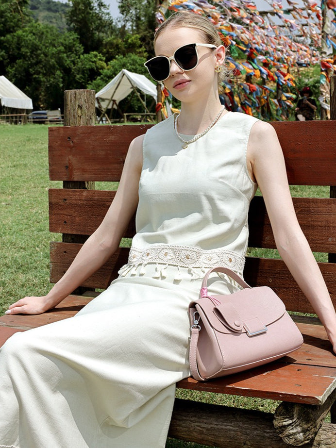 Chic Genuine Leather Square Flap Clutch Bag
