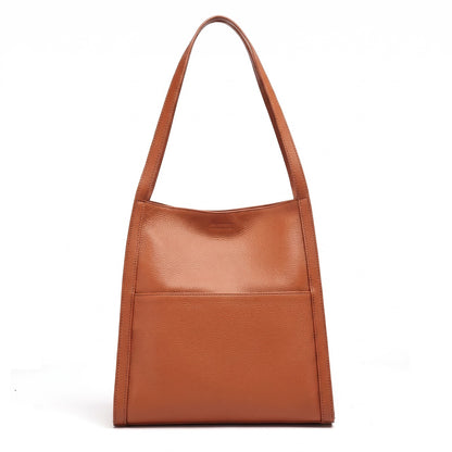 Supple Genuine Leather Spacious Tote Clutch Bag