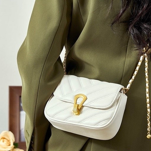 Damen-Umhängetasche aus echtem Leder mit Kette – 2025 Summer Luxe Edition 
