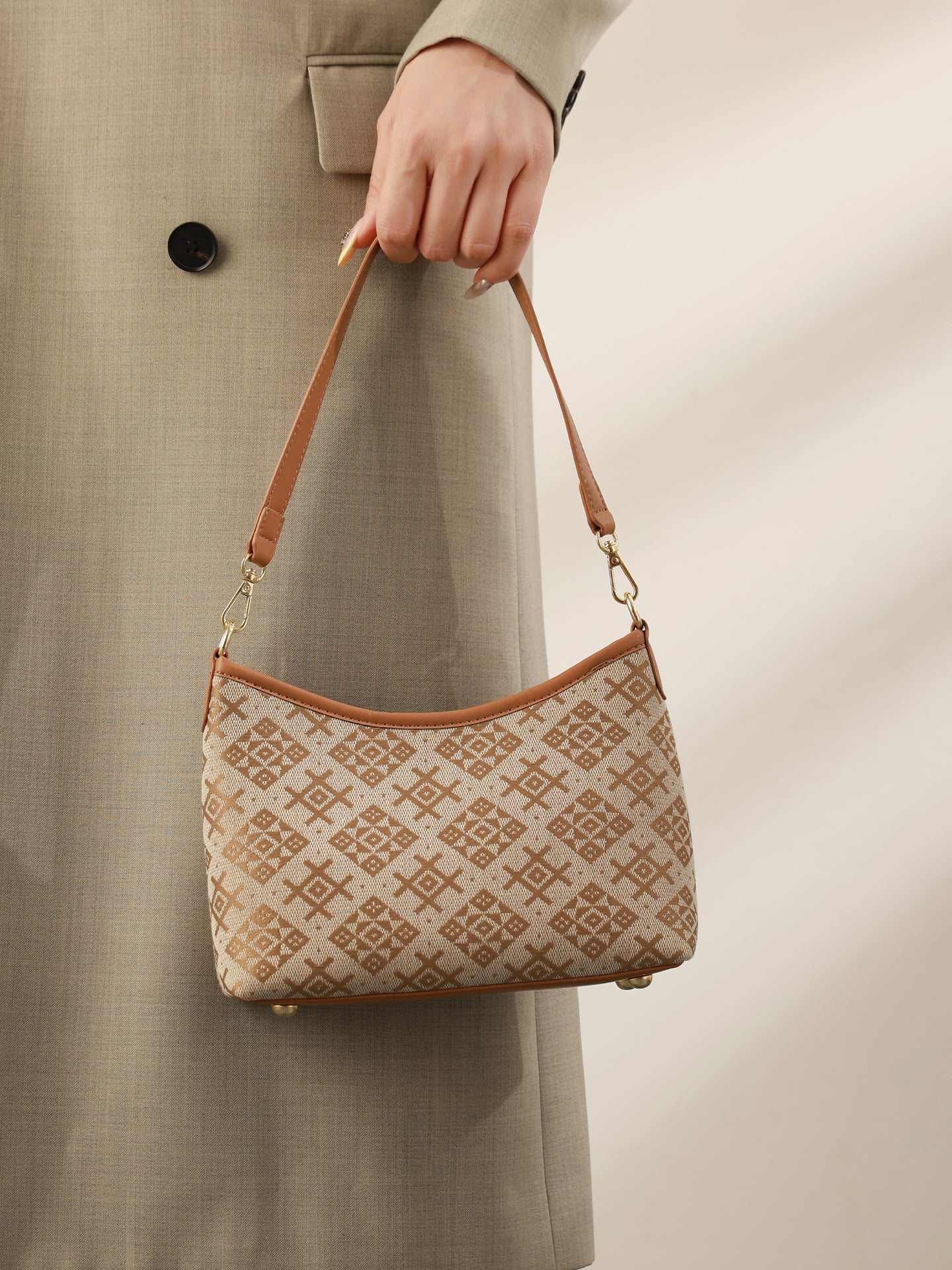 Vintage Monogram Vegan Eco-Leather Clutch Bag