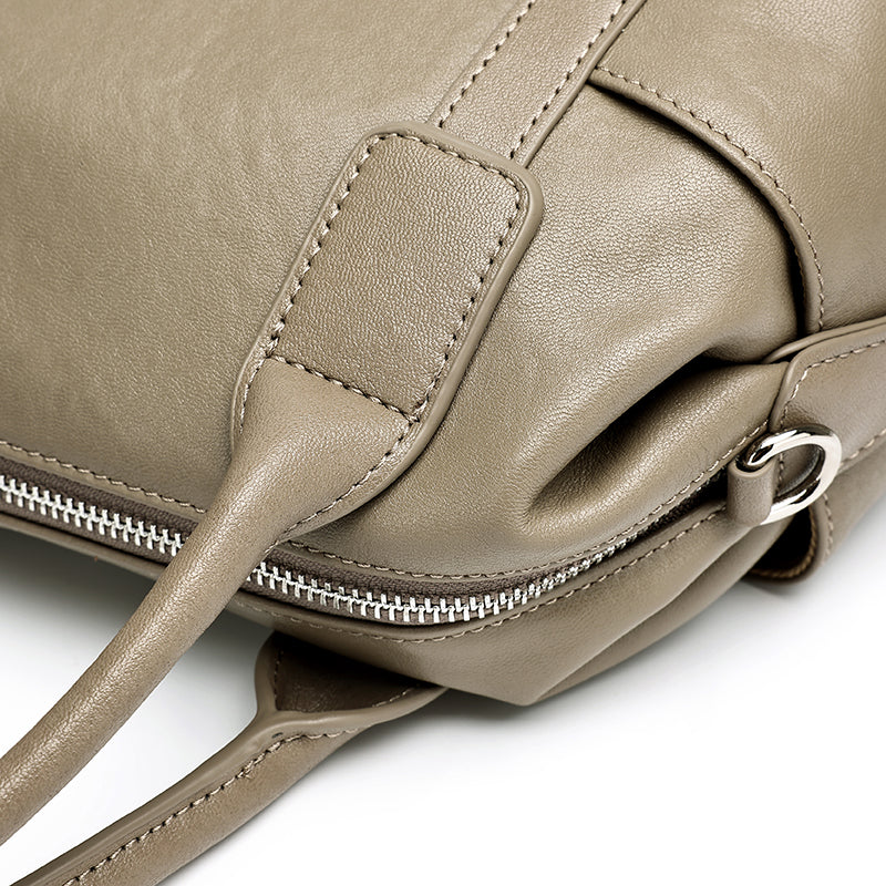 Effortless Genuine Leather Commuter Boston Clutch Bag