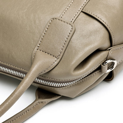 Effortless Genuine Leather Commuter Boston Clutch Bag