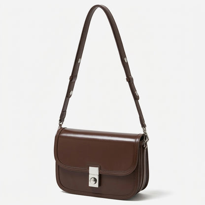 Borsa vintage a spalla e messenger in vera pelle liscia di vacchetta