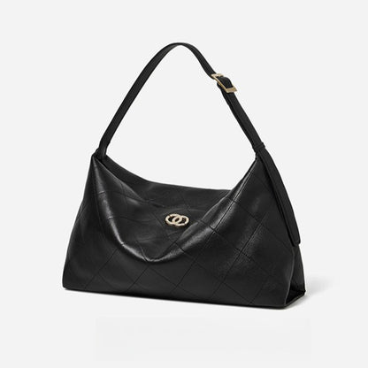 Elegant Quilted Sheepskin Leather Hobo Clutch Bag