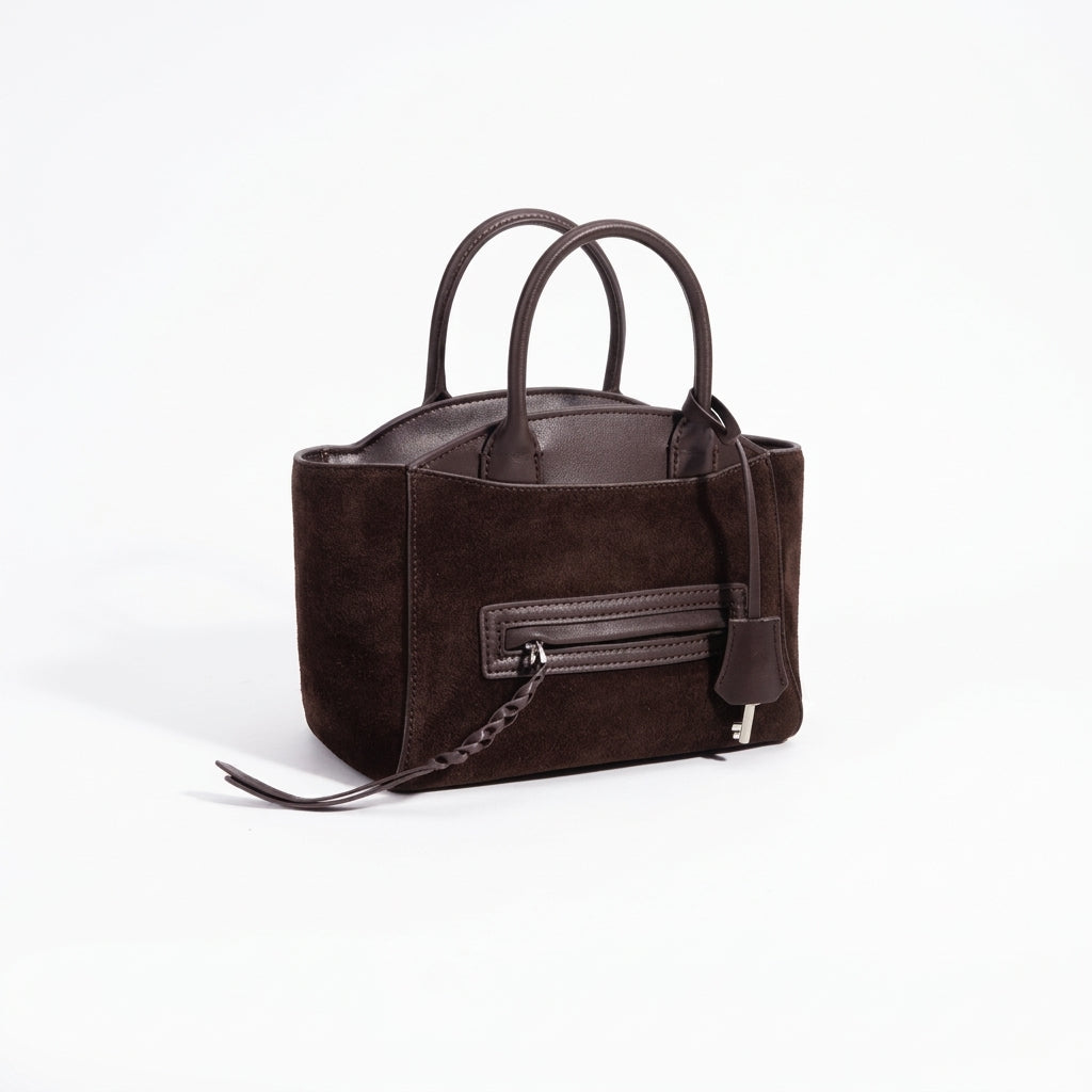 Muted Suede Genuine Leather Clutch Bag