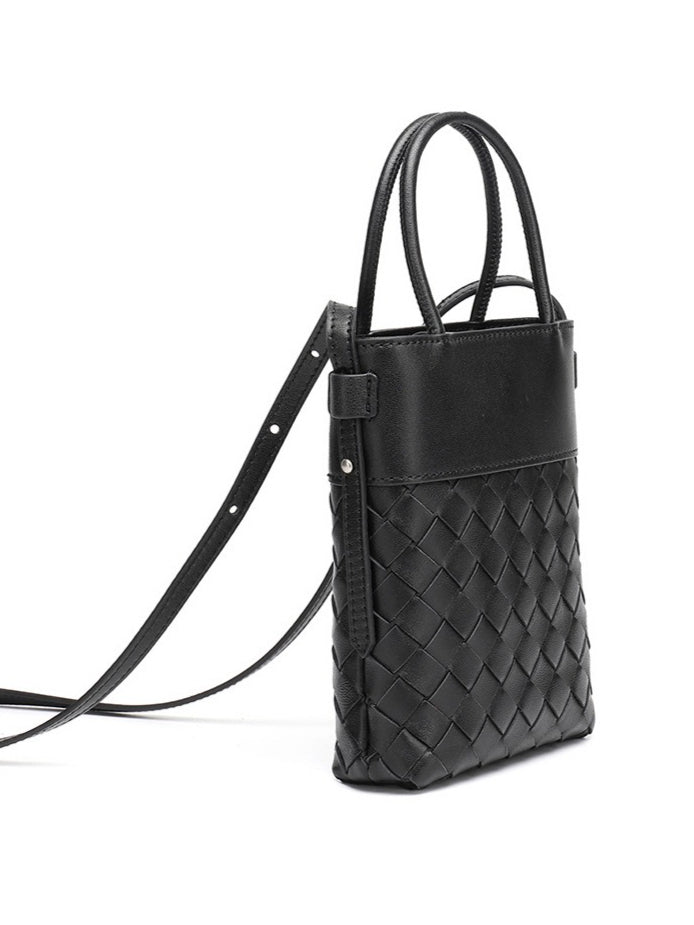 Artisan Woven Genuine Lambskin Leather Mini Clutch Bag
