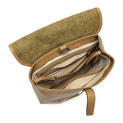 Vintage Casual Genuine Leather Flap Backpack