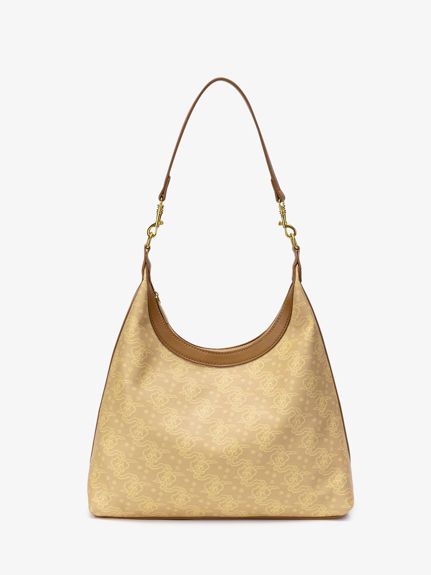 Exquisite Vintage Cloud Motif Vegan Eco-Leather Hobo Bag