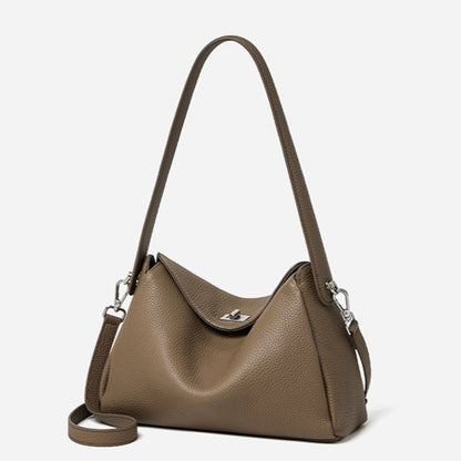 Nonchalant Lychee-Grain Genuine Leather Crossbody Hobo Bag