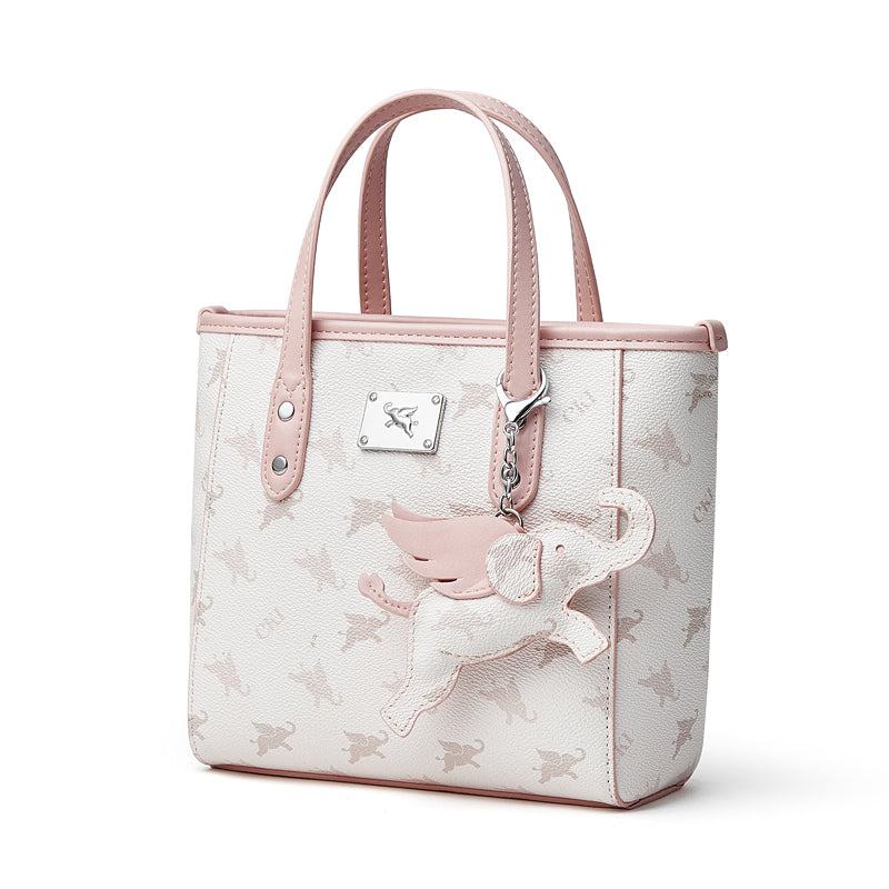 Borsa tote versatile a tracolla retrò con monogramma Flying Elephant e pendente