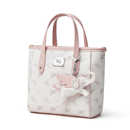 Borsa tote versatile a tracolla retrò con monogramma Flying Elephant e pendente