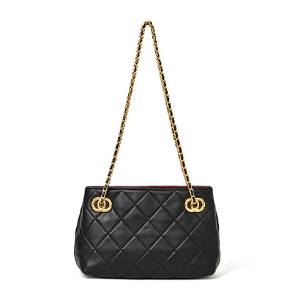 Mini sac pochette matelassé en cuir véritable mouton avec chaîne