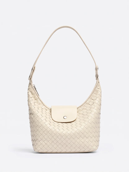 Elegant Woven Genuine Leather Hobo Clutch Bag