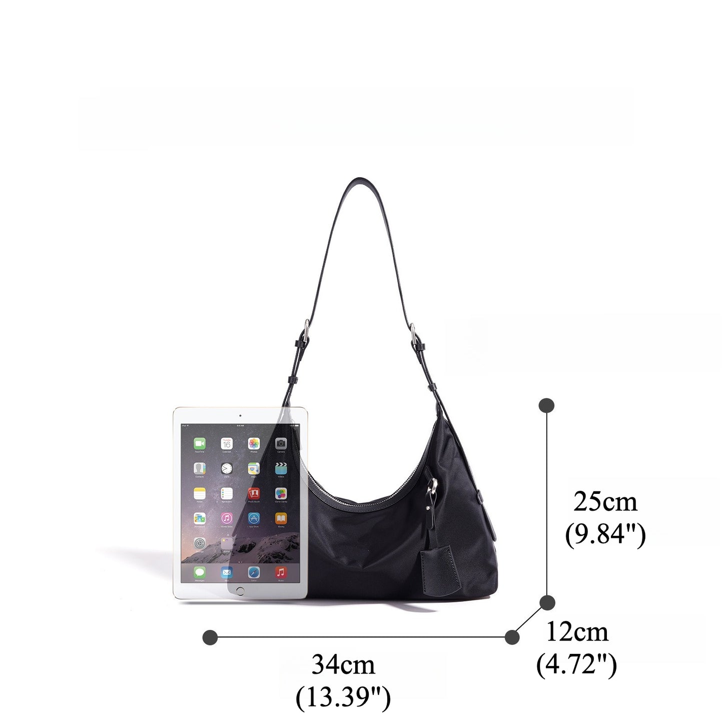 Slouchy Crescent Nylon Hobo Clutch Bag