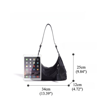 Slouchy Crescent Nylon Hobo Clutch Bag
