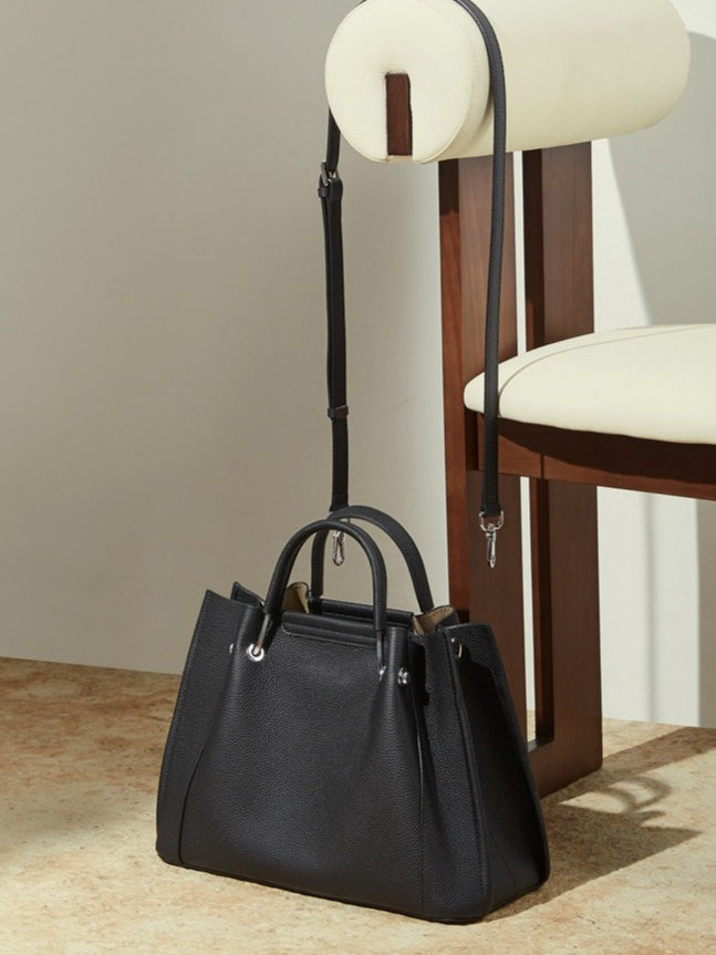 Women's Executive Trapezoid Genuine Leather Tote Bag