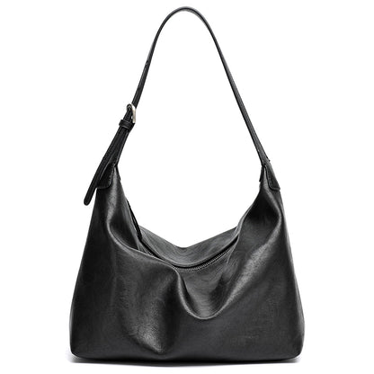 Supple Slouchy Genuine Leather Crescent Hobo Clutch Bag