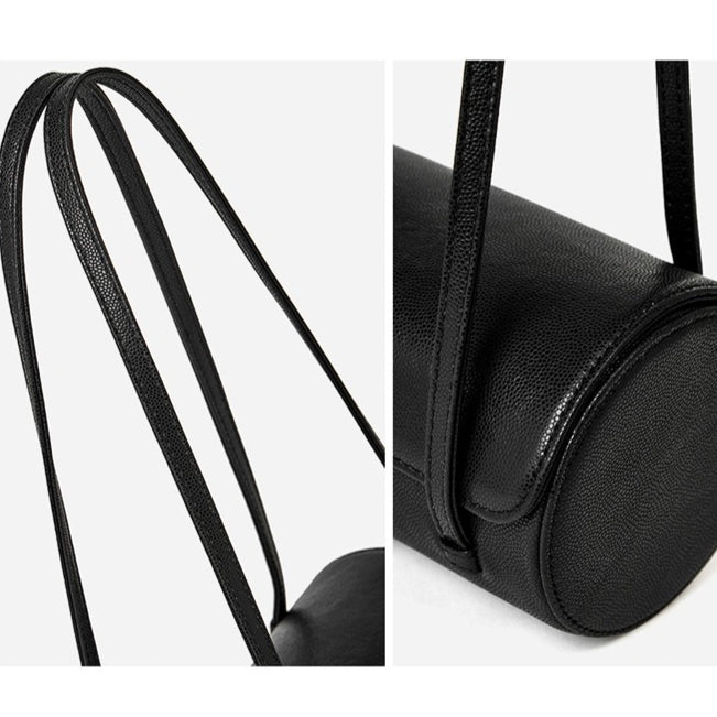 Nostalgic Caviar Genuine Leather Baguette Tube Clutch Bag