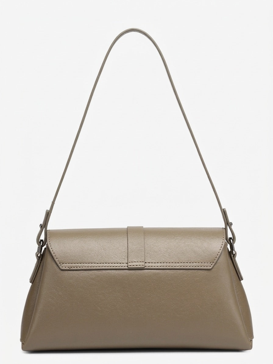 Borsa minimalista a spalla in vera pelle con fibbia H distintiva