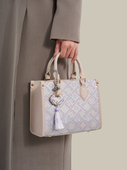 Exquisite Vegan Eco-Leather Mini Tote Clutch Bag with Elegant Tassel Charm