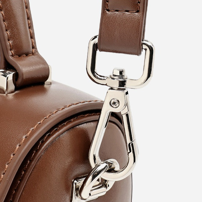 Chic Genuine Leather Cylinder Box Clutch Bag