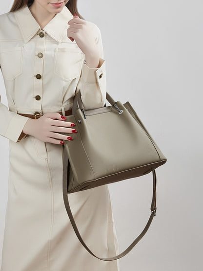 Women's Executive Trapezoid Genuine Leather Tote Bag