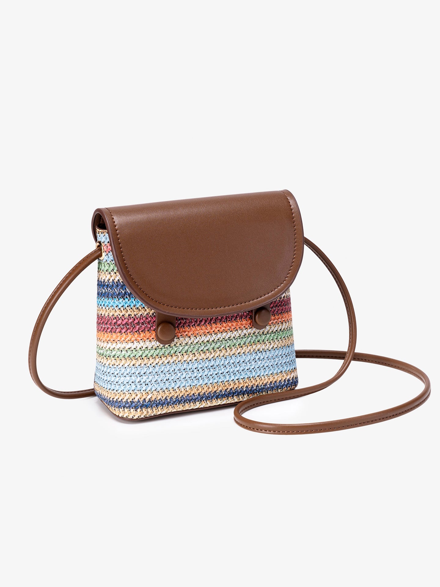Vibrant Vegan Eco-leather Rainbow Stripe Mini Crossbody Bag