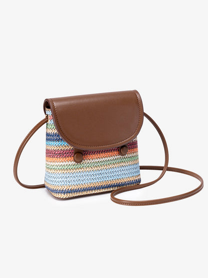 Vibrant Vegan Eco-leather Rainbow Stripe Mini Crossbody Bag