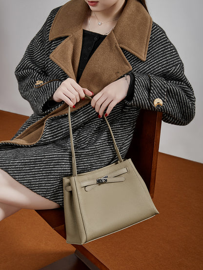 Ampia borsa tote a secchiello versatile in vera pelle Kelly sofisticata